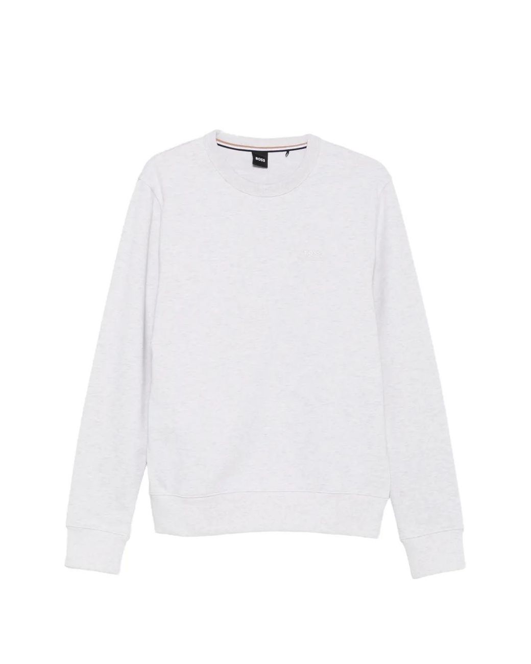 Boss White Logo-Embroidered Cotton Sweater for men
