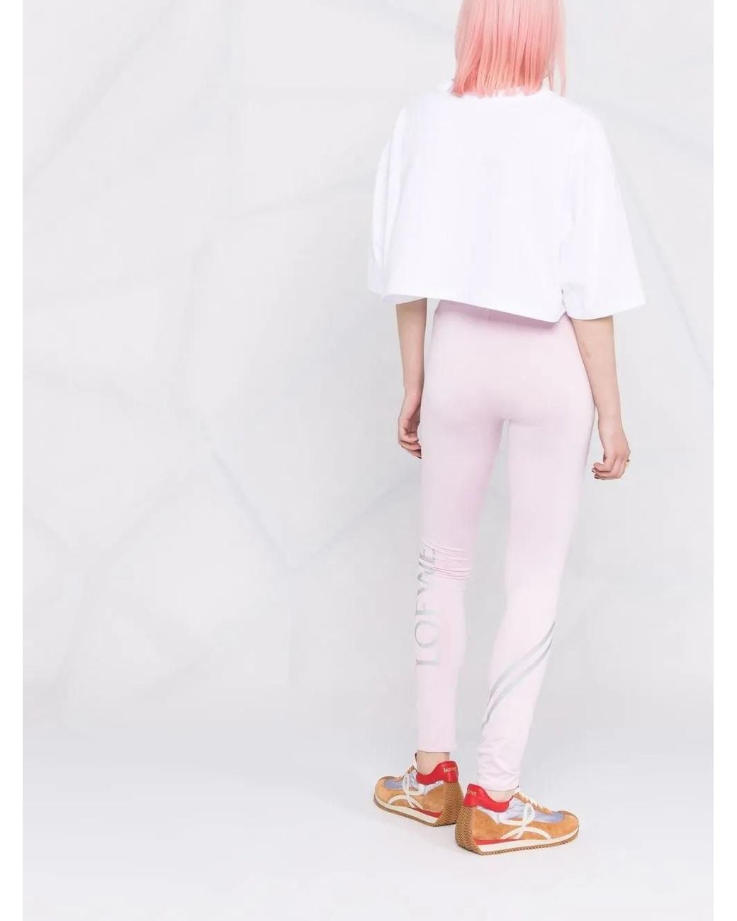 Leggins Con Logo Estampado Loewe de color Pink