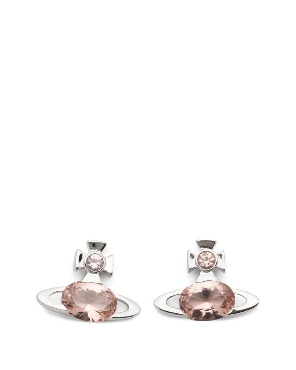 Vivienne Westwood White Boucles D'Oreilles Allie À Logo Orb Ornées De Cristaux