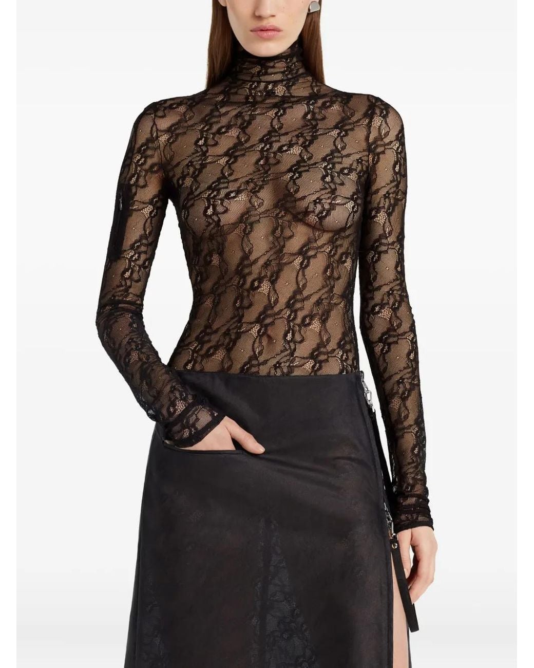 Courreges Black Zippered A-Line Skirt