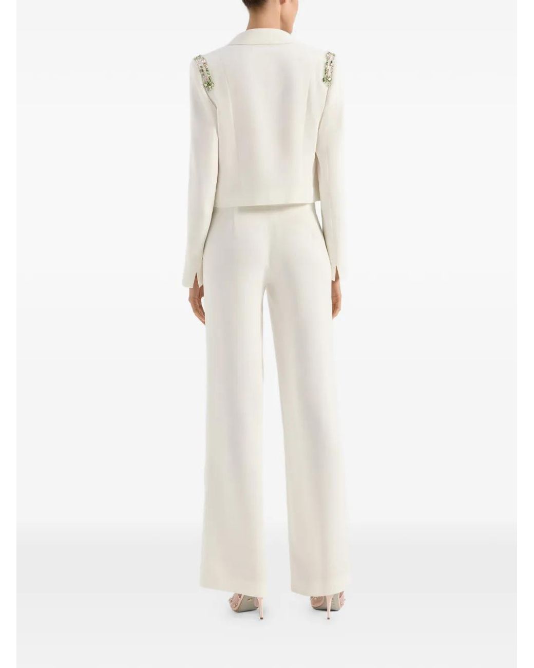 Genny White Cady Embellished Cropped Jacket