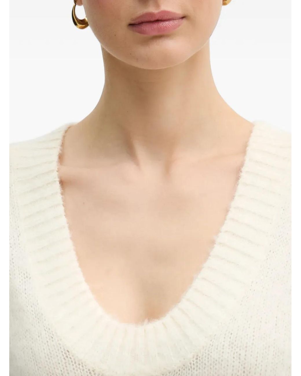 Benetton White V-Neck Sweater