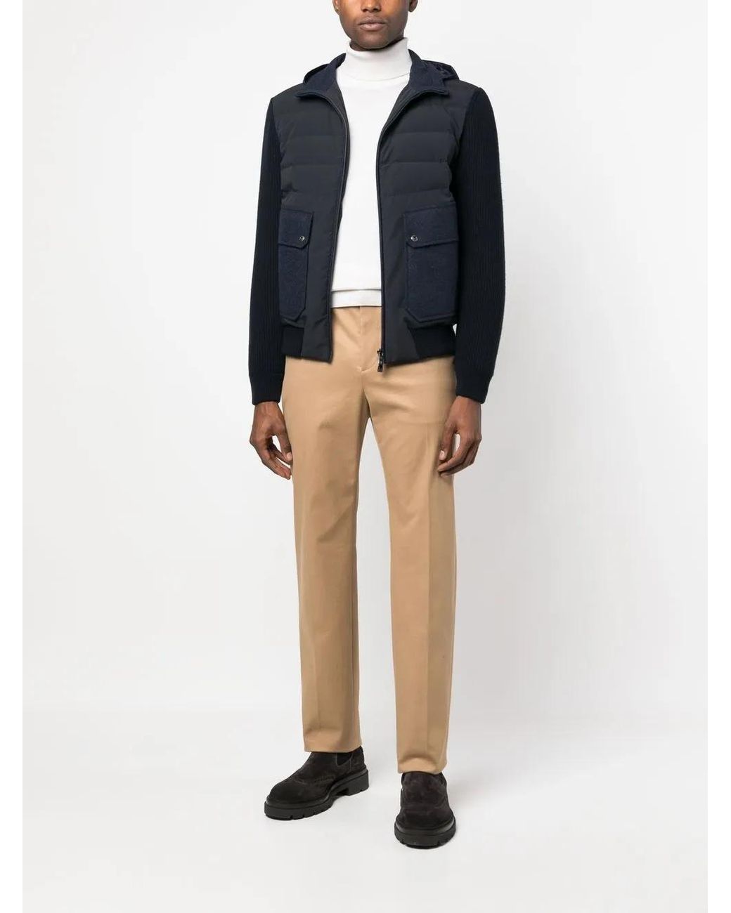 Corneliani Blue Padded Zipped-Up Jacket for men