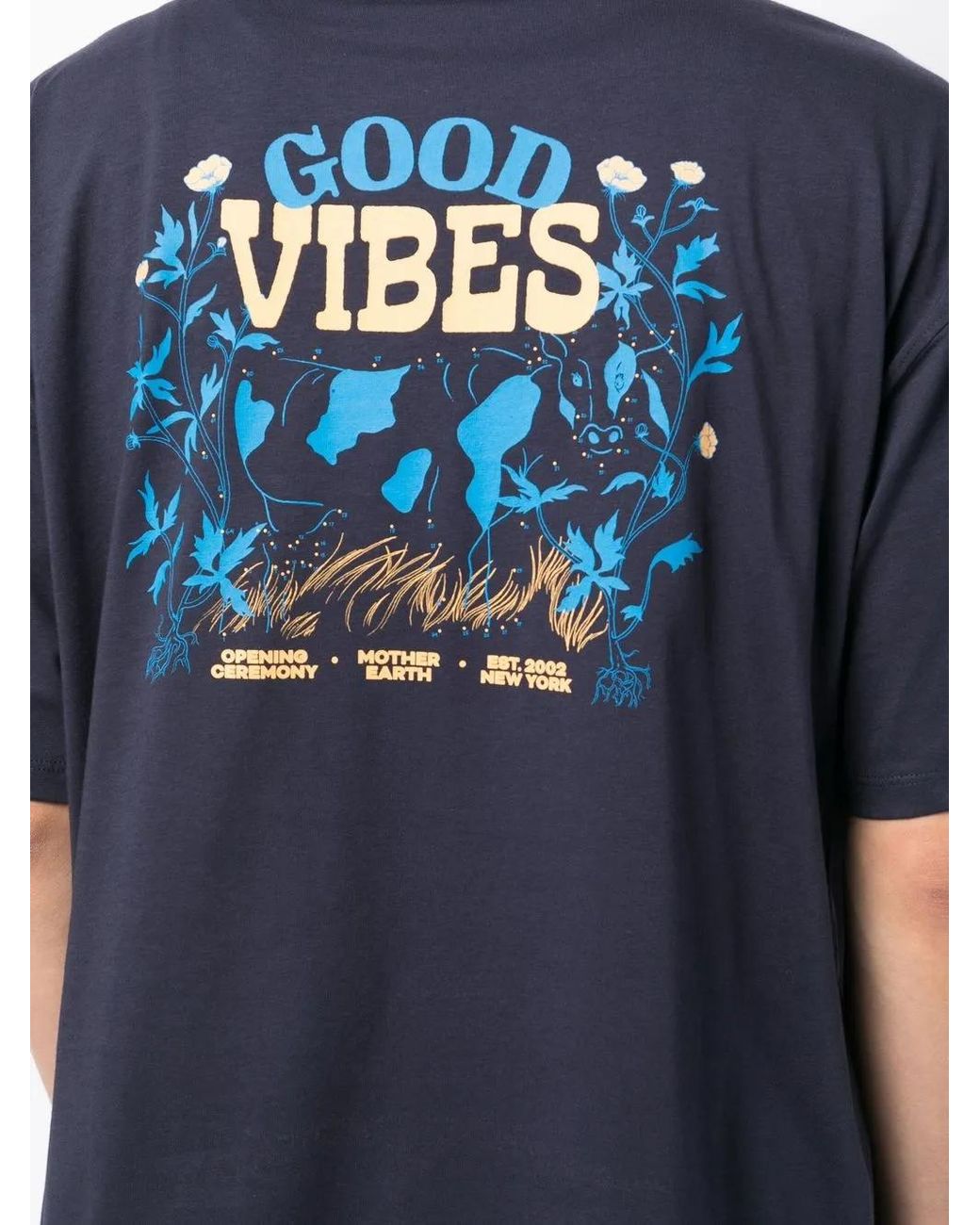 Opening Ceremony Blue Graphic-Print Cotton T-Shirt for men