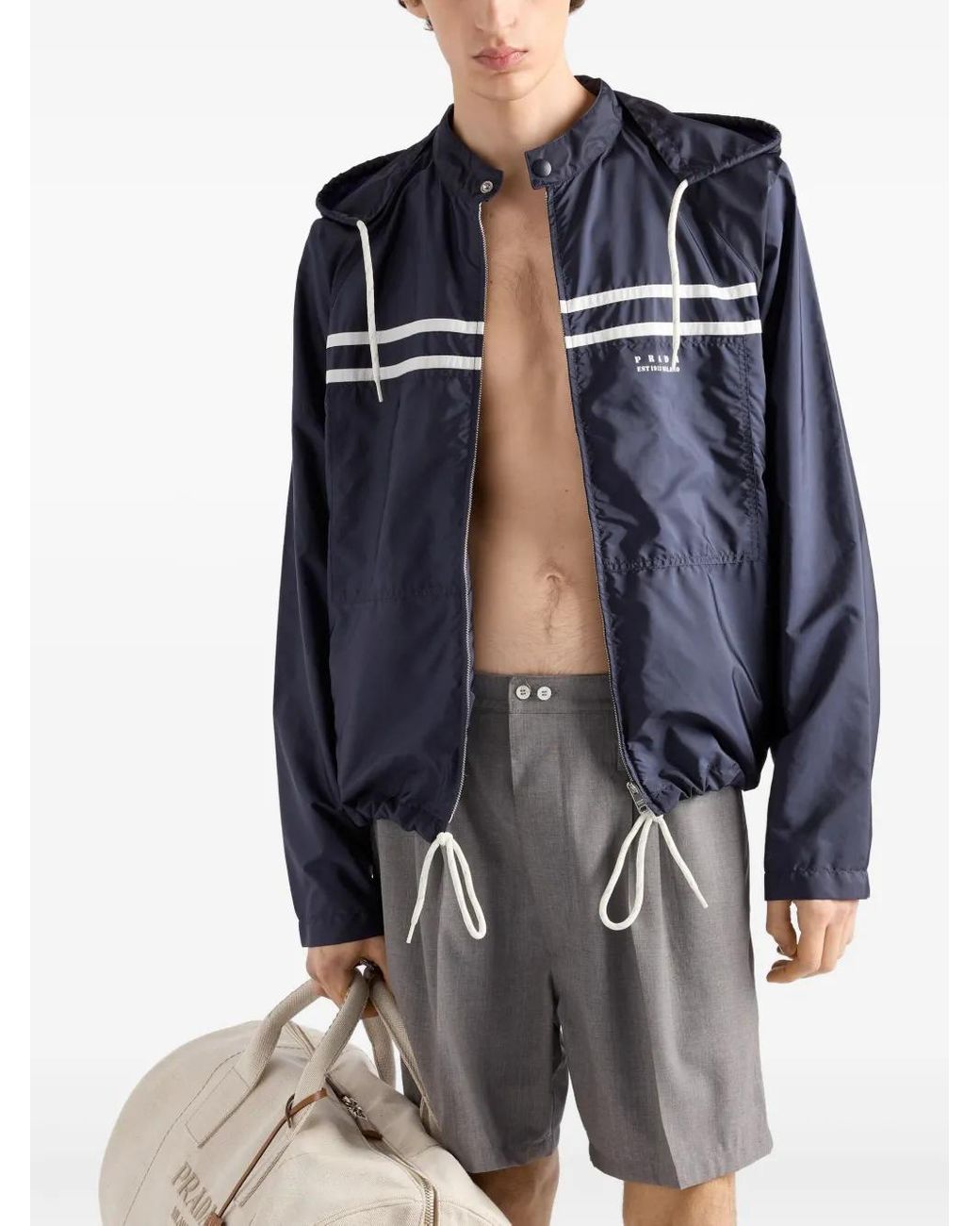 Prada Blue Re-Nylon Adaptable Oversized Jacket for men