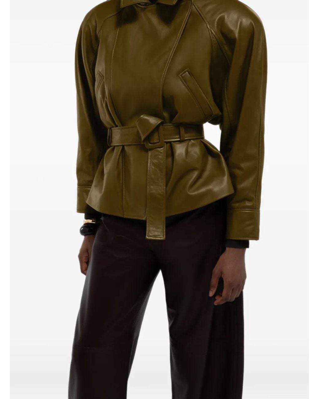 DUCIE Green Star Leather Jacket