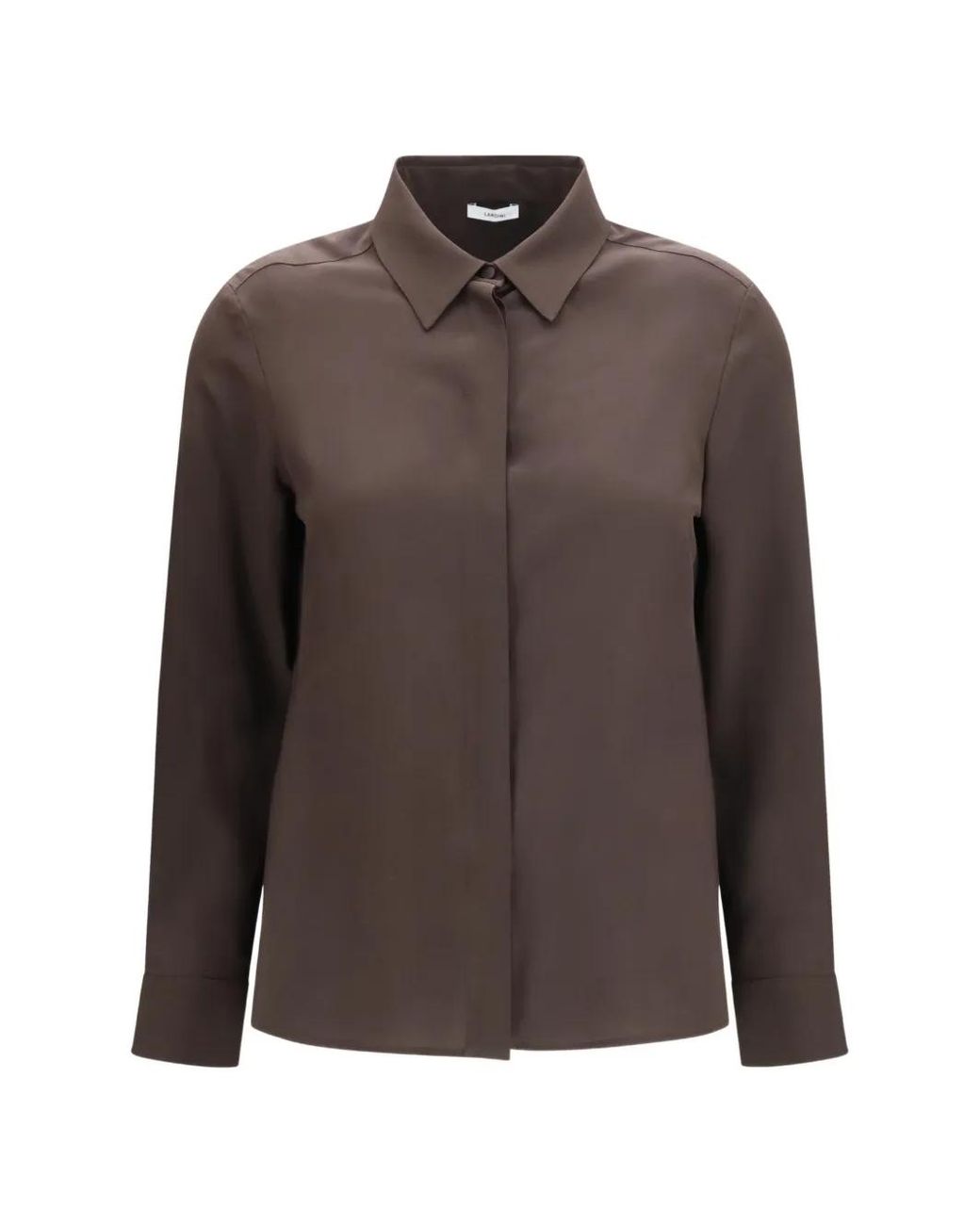 Lardini Brown Silk Long-Sleeve Shirt