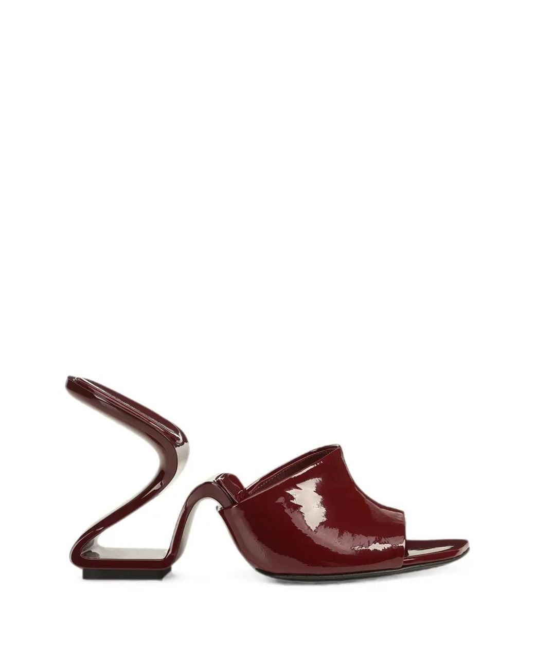 Sergio Rossi Brown Sinuous Patent-Leather Mules