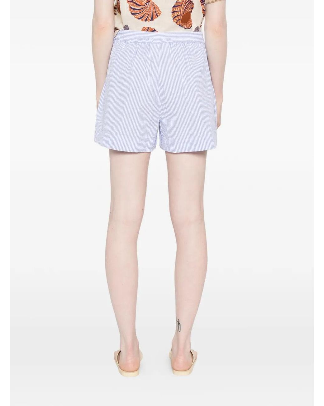 Mc2 Saint Barth White Amani Linen Shorts With Polka Dot Print