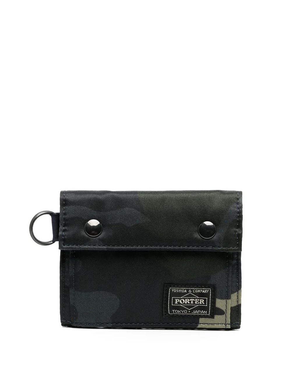 Porter-Yoshida and Co Black Camouflage Print Wallet for men