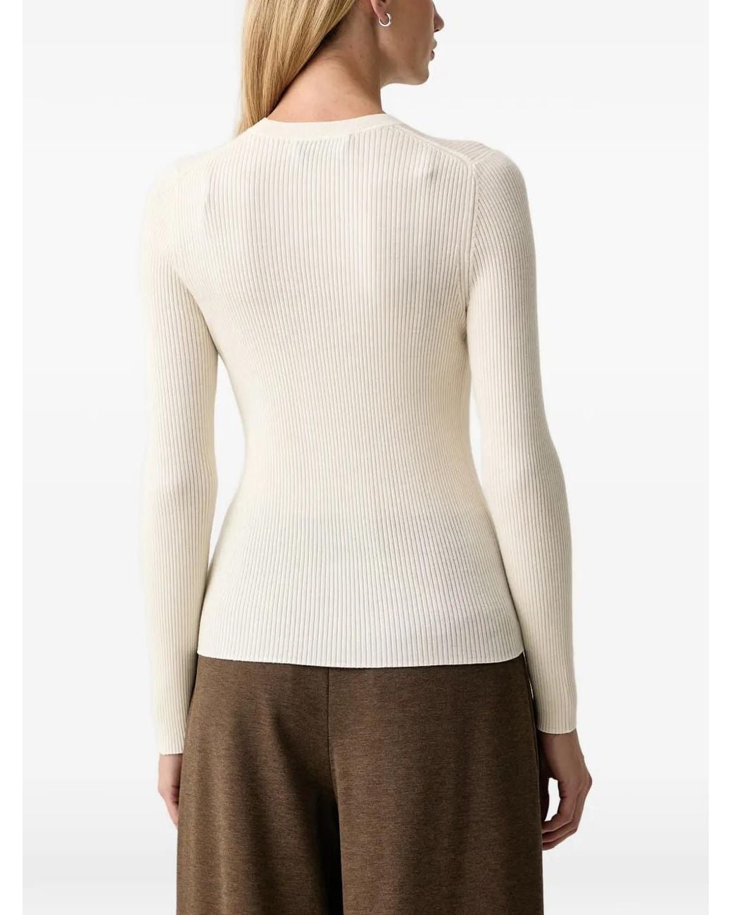 Isabelle Blanche Natural Ribbed-Knit Sweater