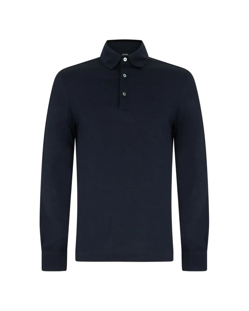 Zegna Blue Long-Sleeved Polo Shirt for men
