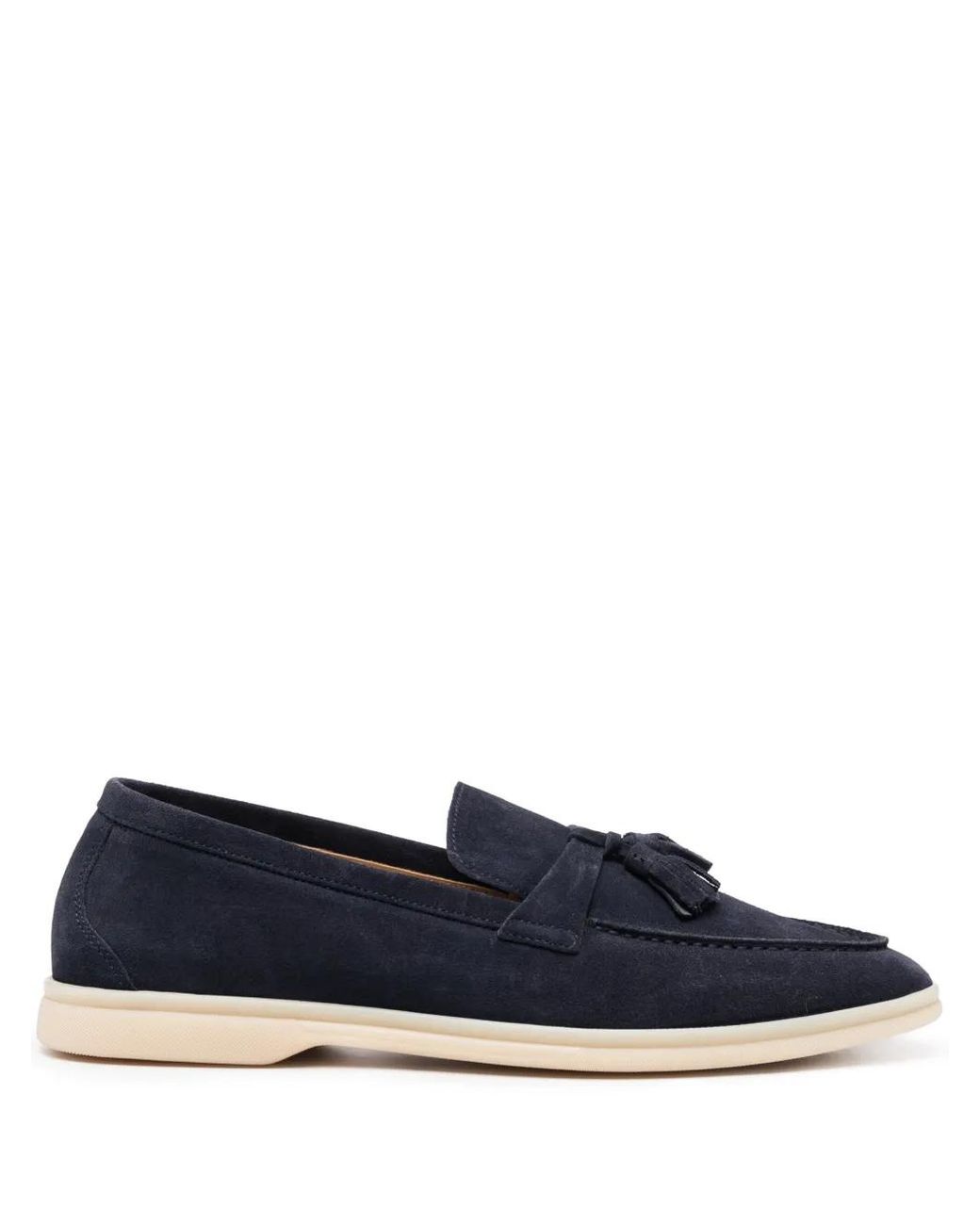 Scarosso Blue Leandro Tassel-Detail Suede Loafers for men