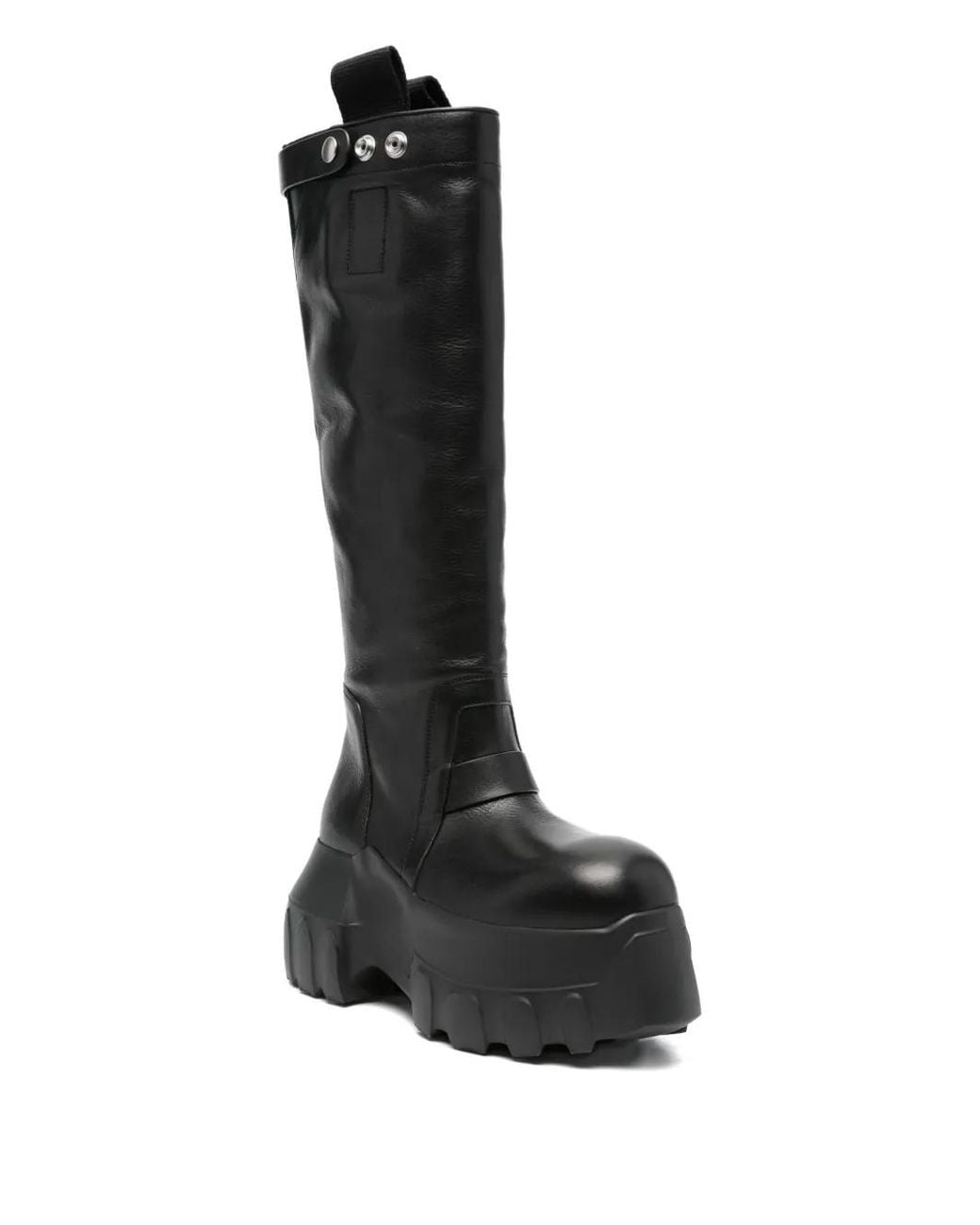 Rick Owens Black Mega Tractor Pull-On Leather Boots