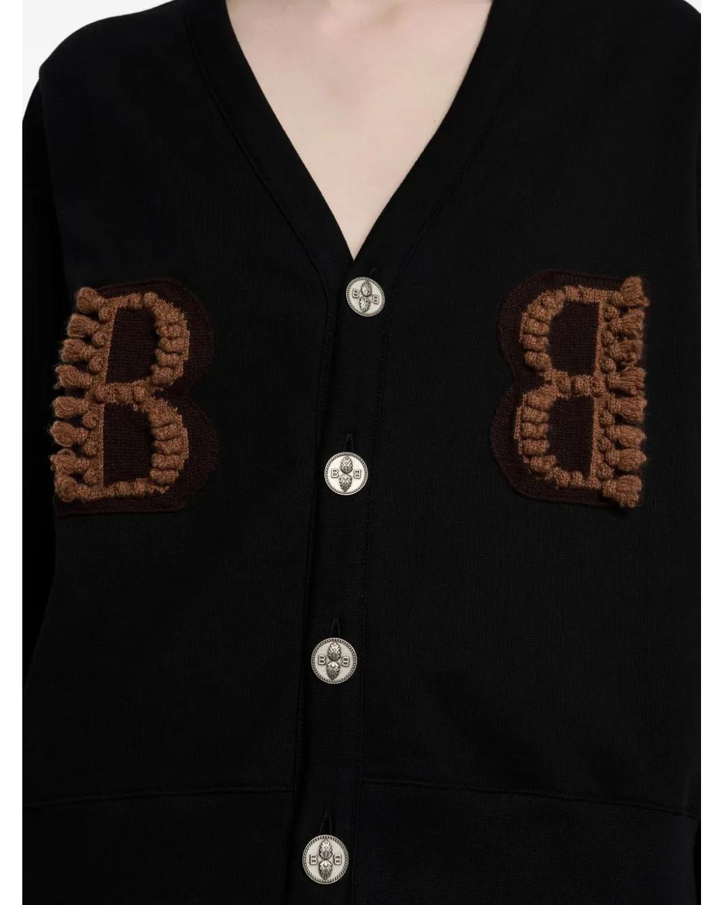 Barrie Black Logo-Embroidered Cardigan