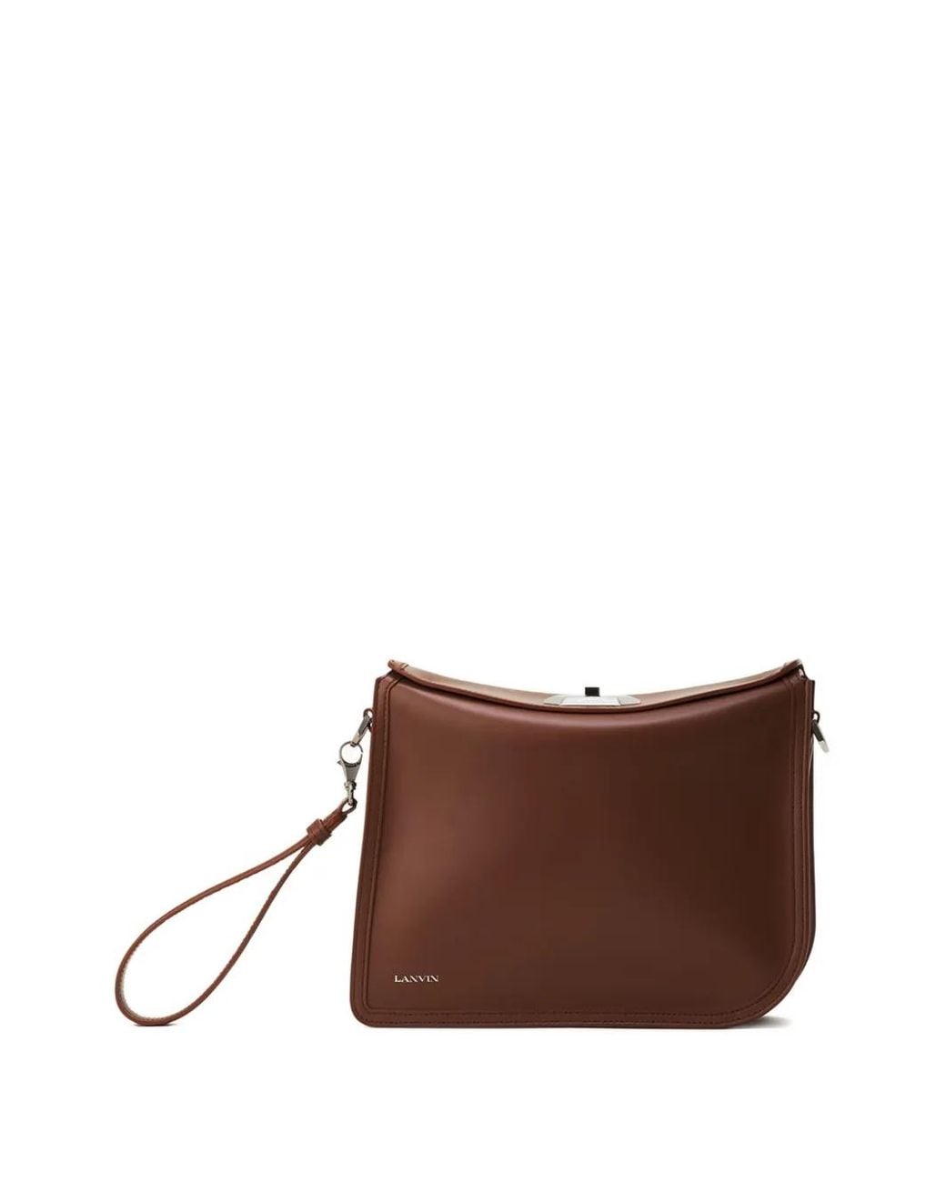 Lanvin Brown Leather Clutch Bag for men