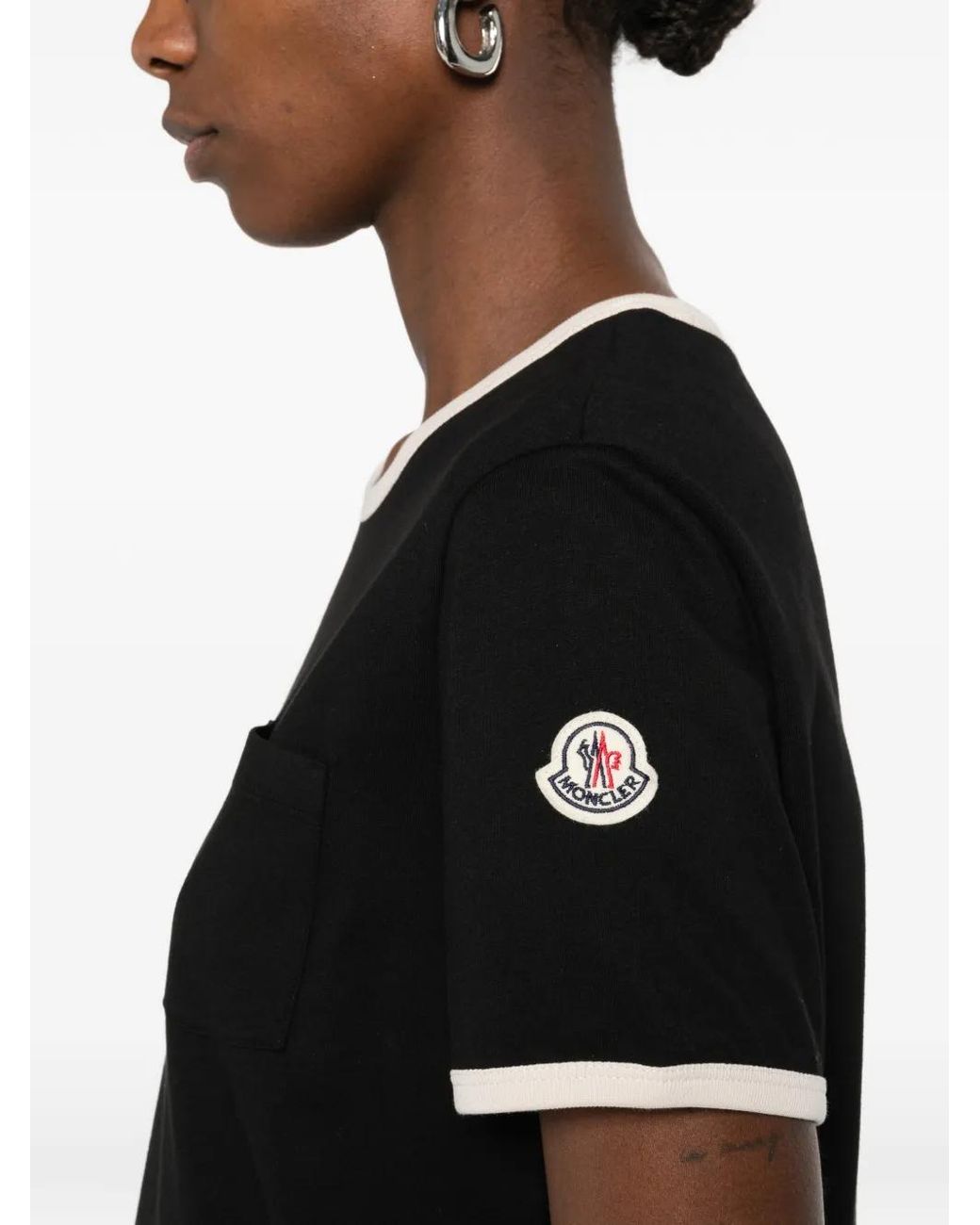 Moncler Black Logo Embroidery Pocket T-Shirt