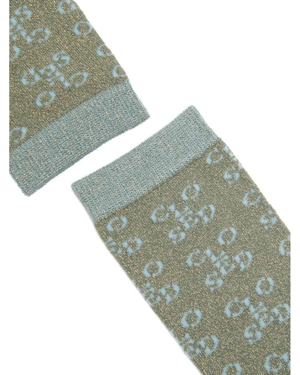 Closed Green Logo Pattern Socks