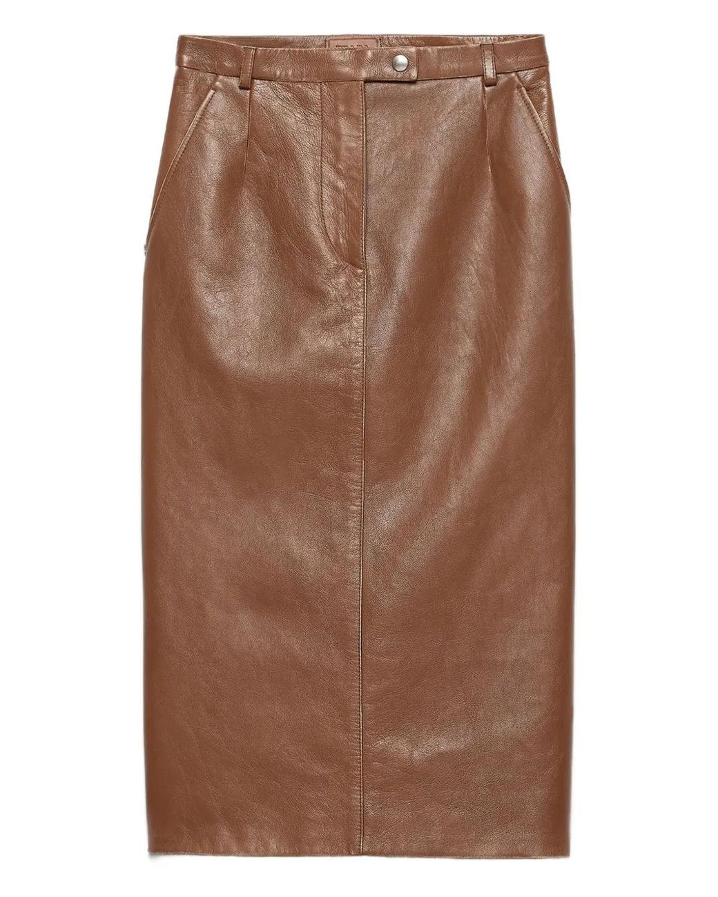 Prada Leren Midi-Kokerrok in het Brown