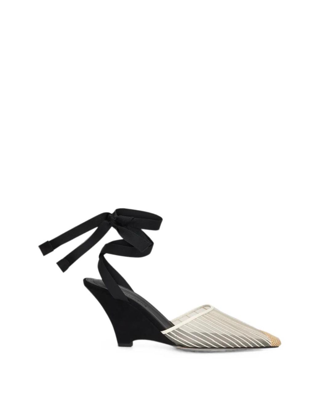 Jacquemus White Pointed-Toe Ribbon-Detail Sandals