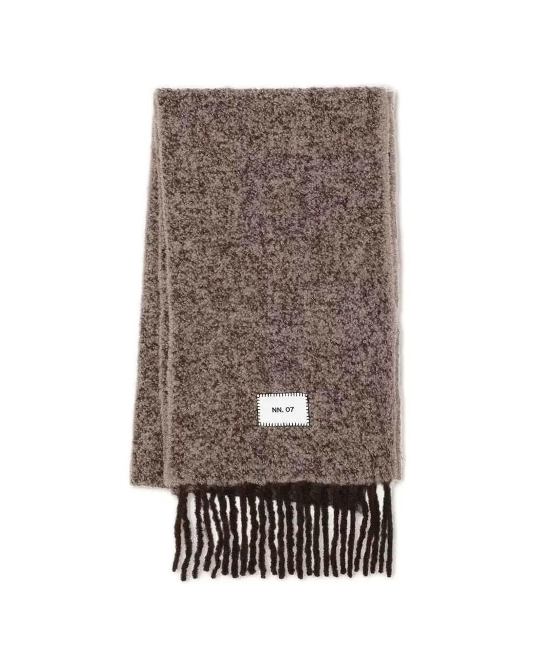 NN07 Gray Fringed Logo-Patch Scarf for men