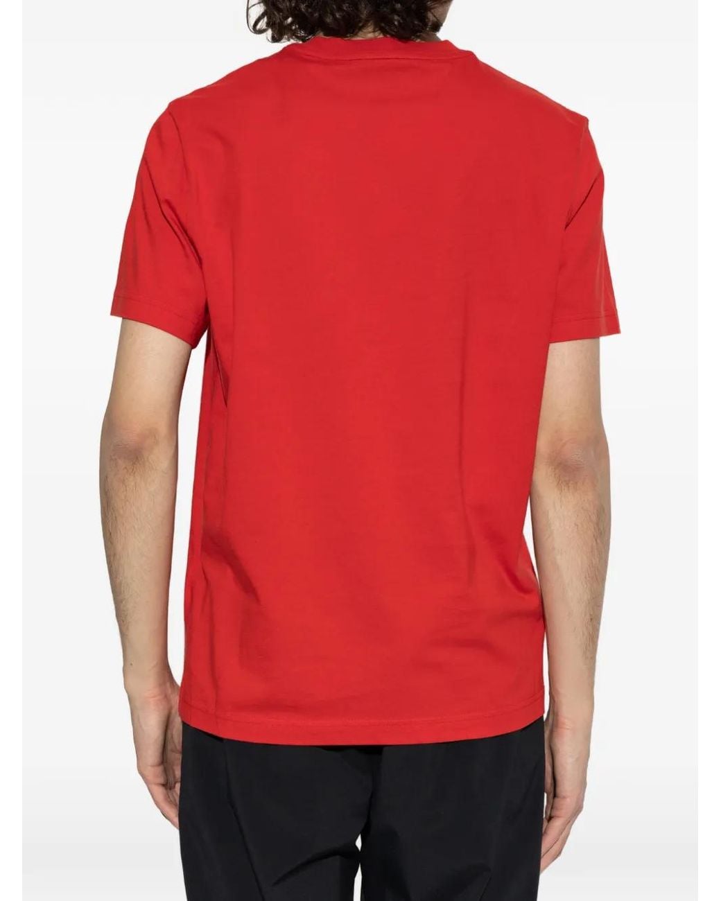 Moncler Red T-Shirt With Logo Patch for men