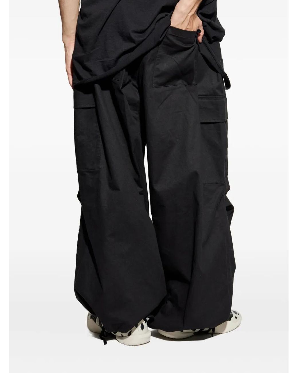 Y-3 Black Drawstring Cargo-Pocket Trousers for men
