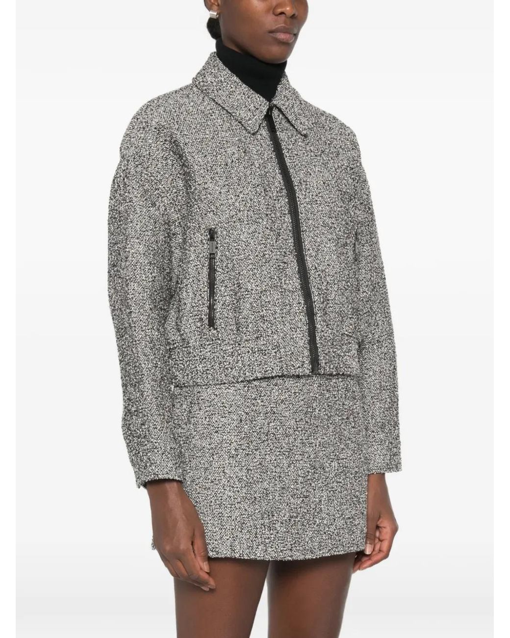 Michael Kors Gray Tweed Zip-Up Jacket