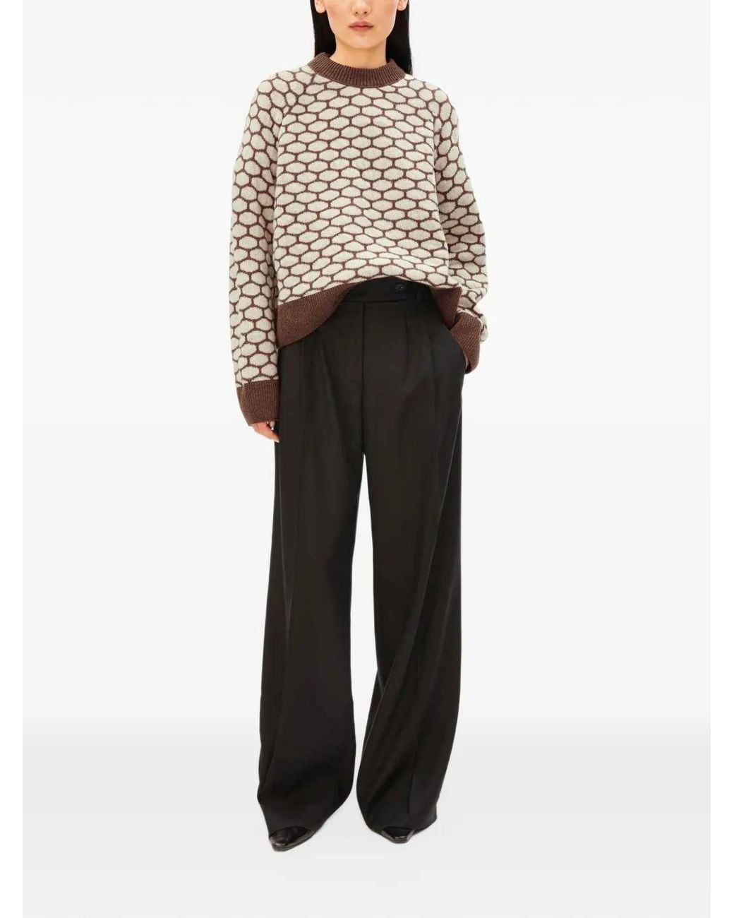 ARMEDANGELS Natural Dotted-Pattern Raglan-Sleeve Sweater