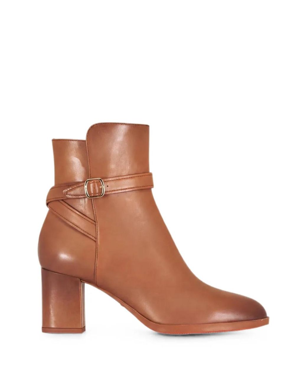 Santoni Brown Buckle-Strap Leather Ankle Boots
