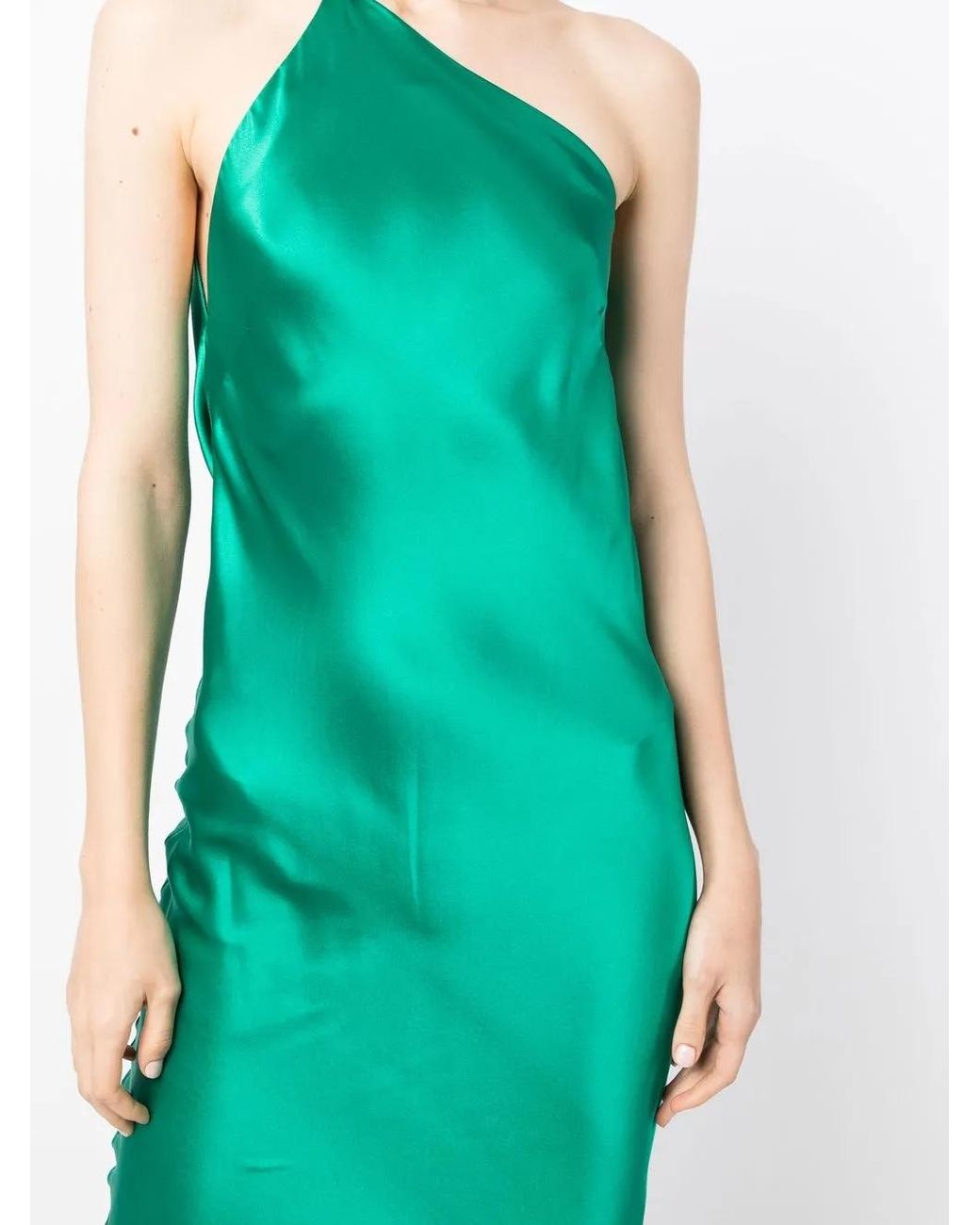 Michelle Mason Green Single-Shoulder Maxi Dress