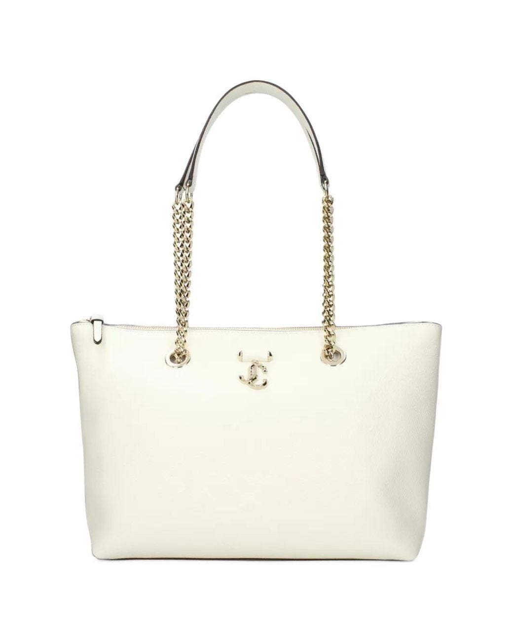 Jimmy Choo White Varenne Chain-Link Shoulder Bag