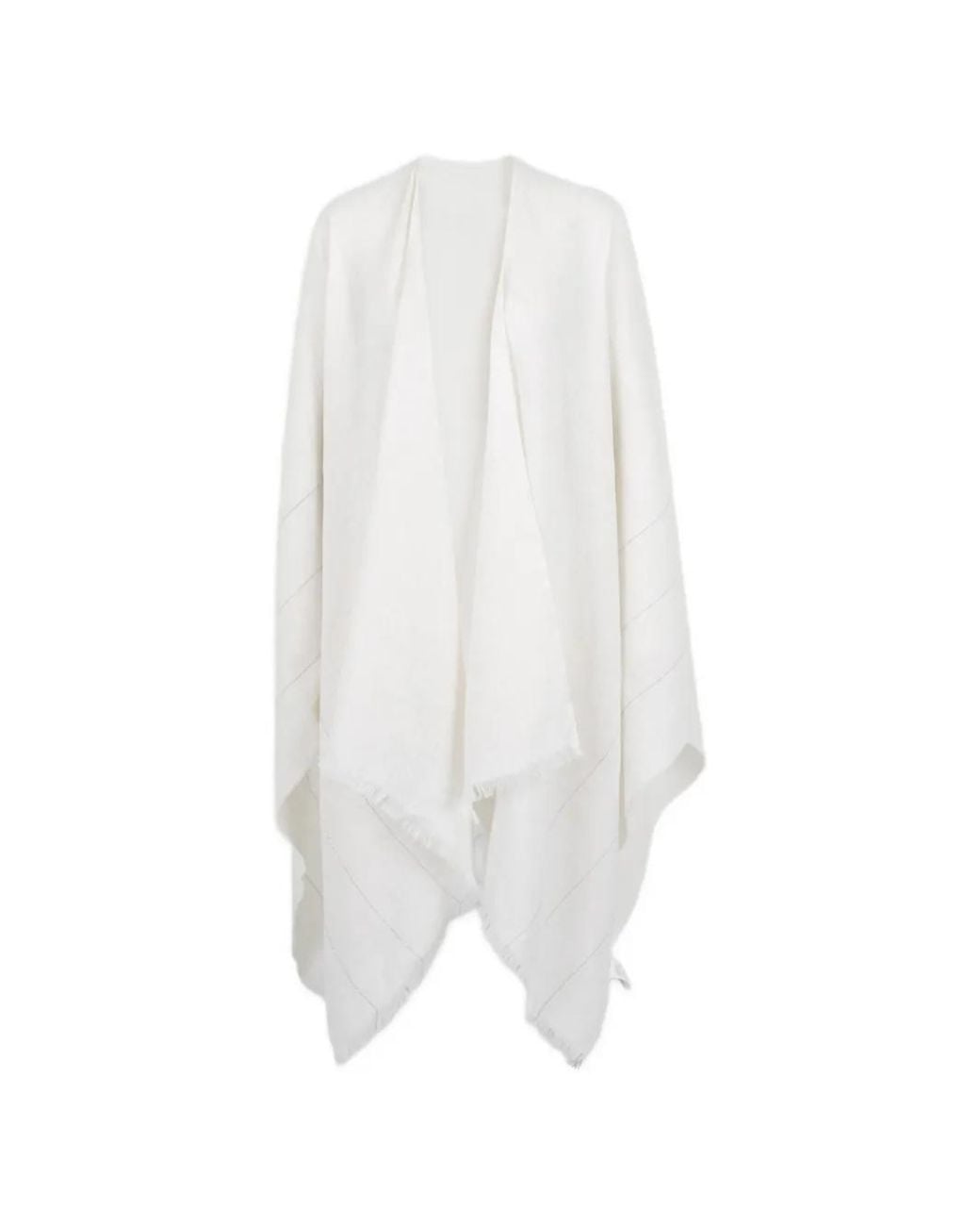 Peserico White Frayed Striped Coat