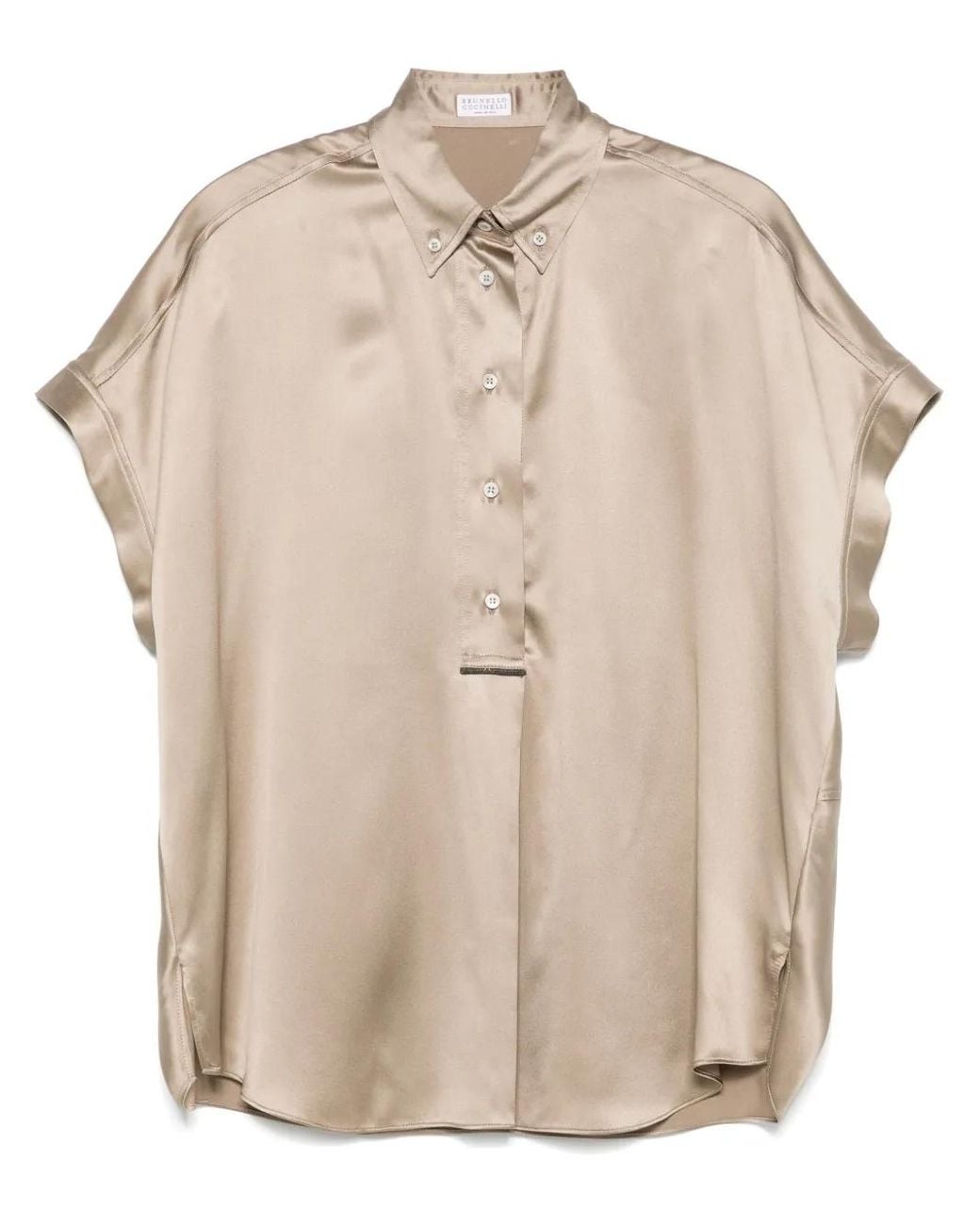 Brunello Cucinelli Satijnen Blouse in het Natural