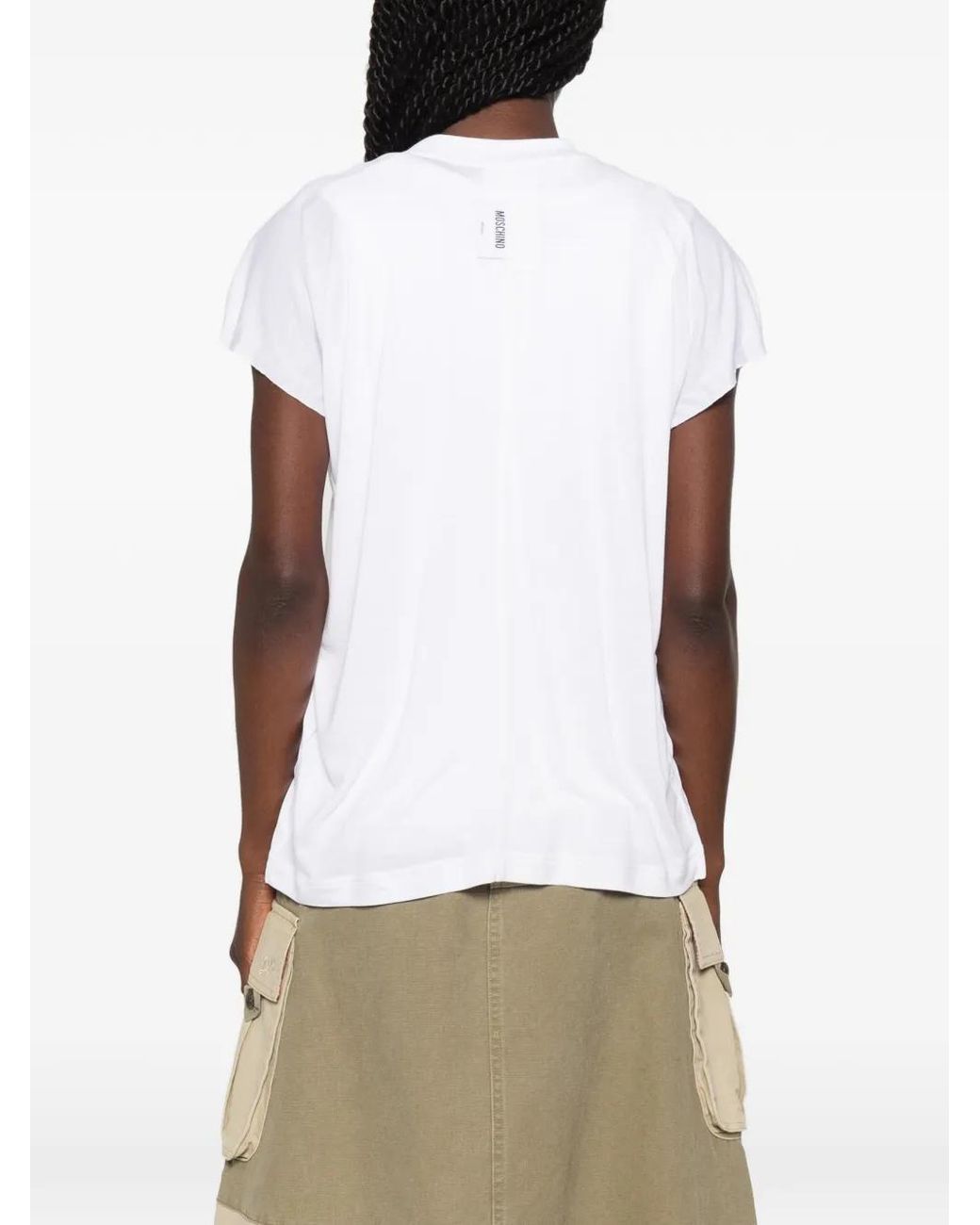 Moschino White Logo-Tag T-Shirt