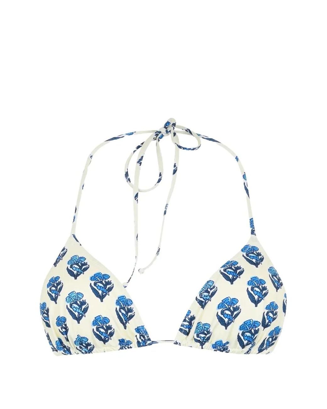 Mc2 Saint Barth Blue Jaipur-Flower-Print Bikini Top