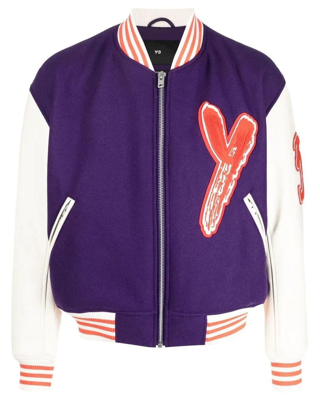 Y-3 Purple Graphic-Print Bomber Jacket for men