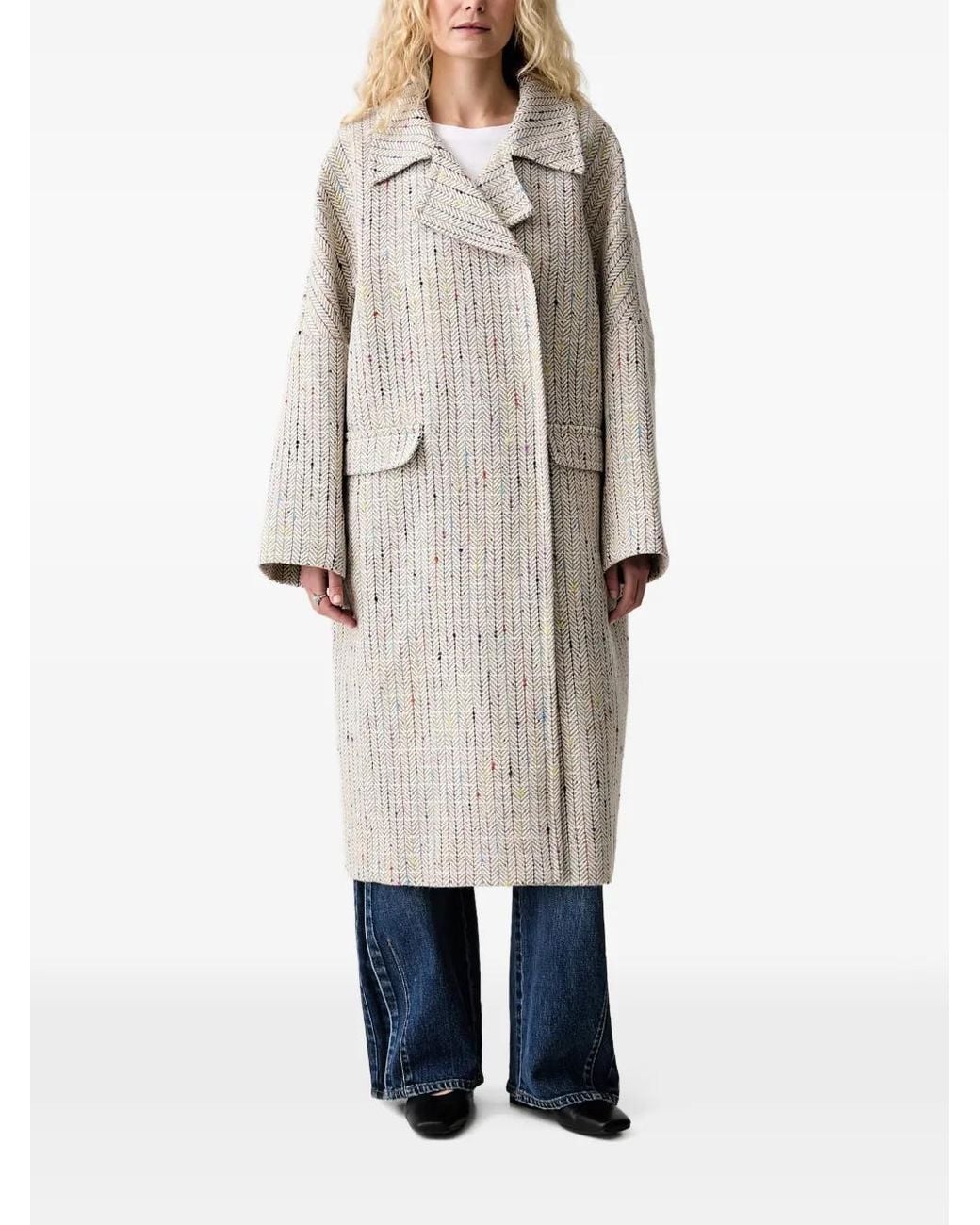 Munthe White Vindaloo Herringbone Tweed Coat