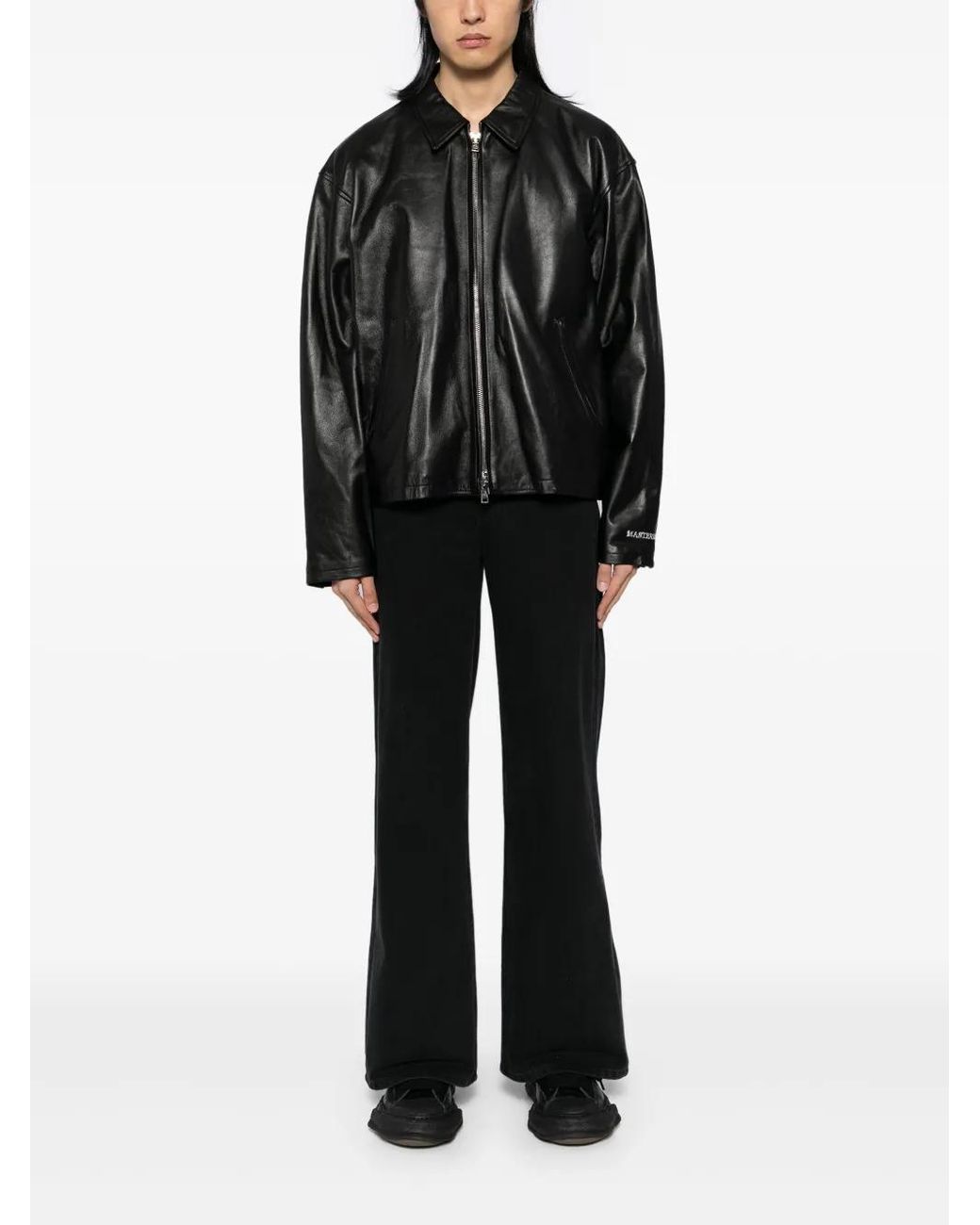 MASTERMIND WORLD Black Full-Zip Leather Jacket for men