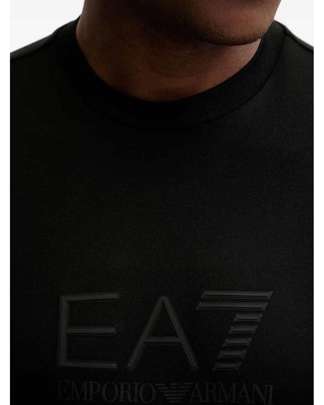 EA7 Black Logo-Print Crew-Neck T-Shirt for men