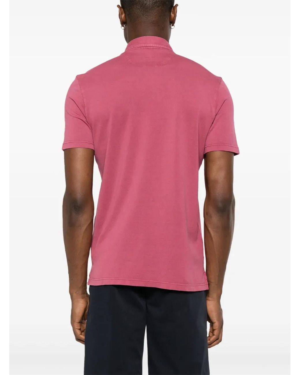 Fedeli Pink Piqué-Weave Polo Shirt for men