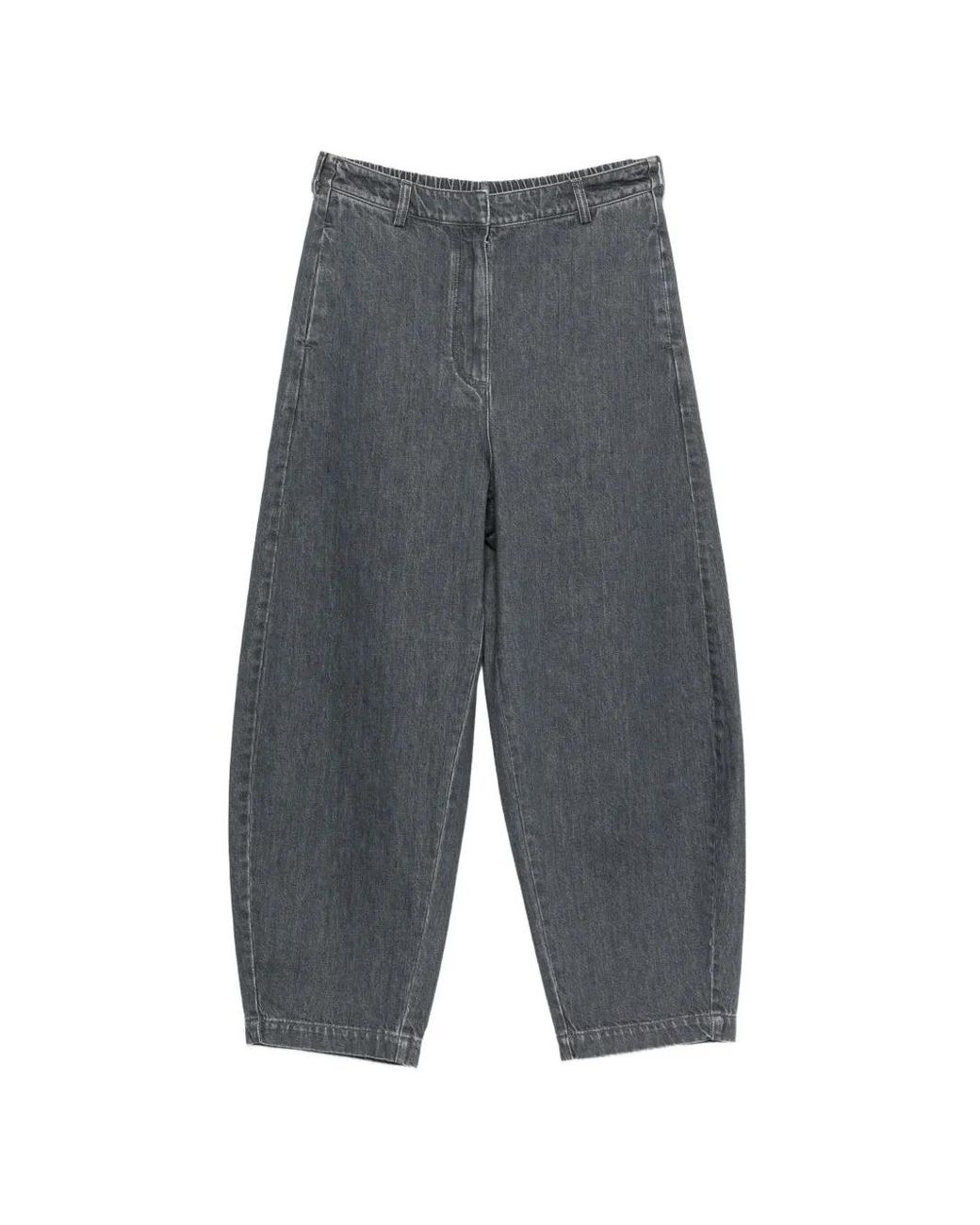 Cordera Gray Elasticated-Waistband Wide-Leg Jeans