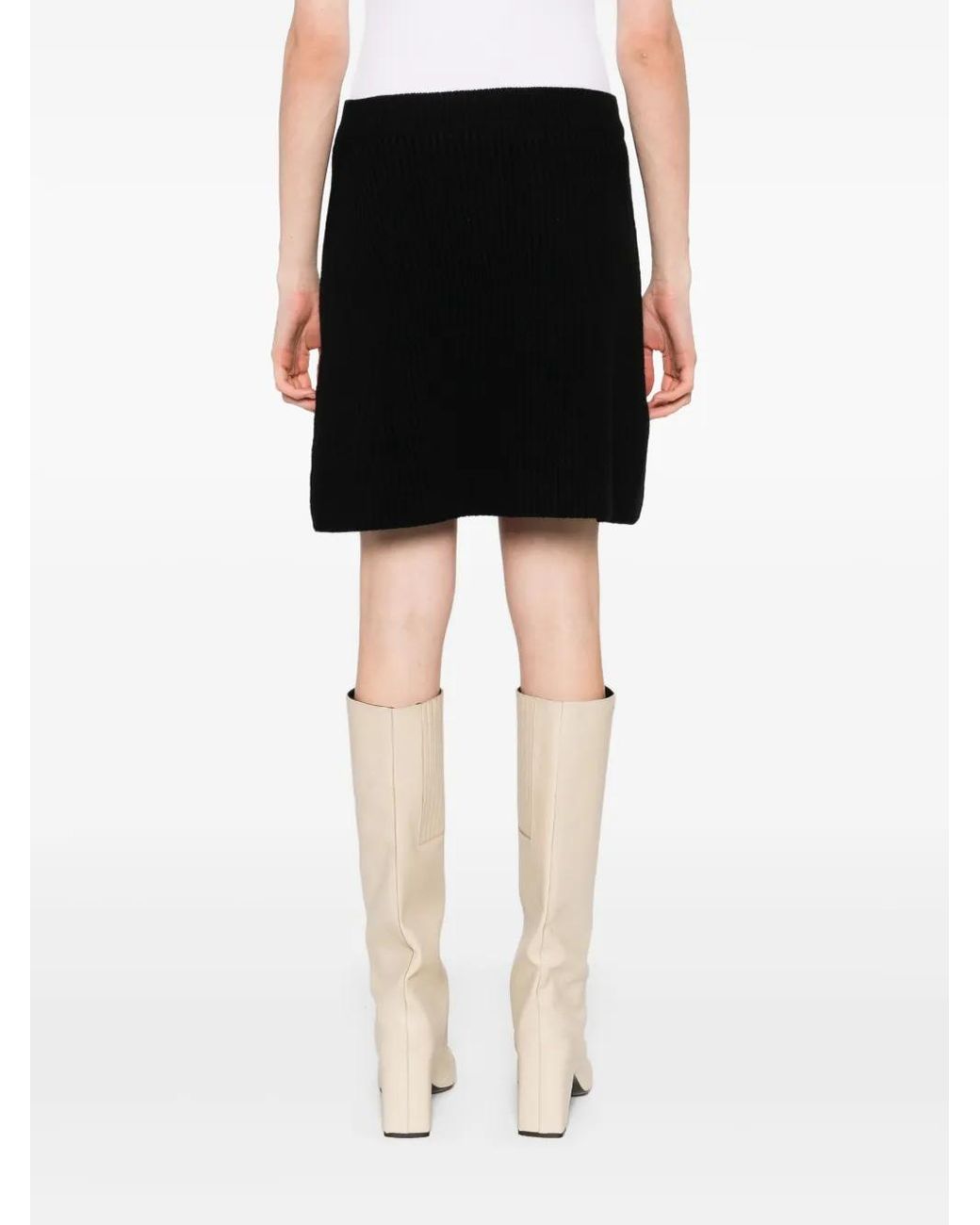 Jil Sander Ribgebreide Wollen Mini-Rok in het Black