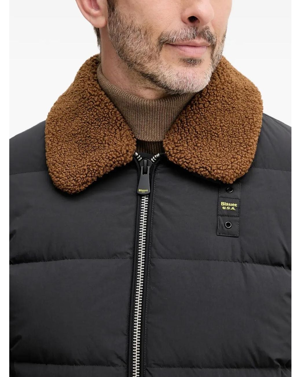 Blauer Black Reynold Teddy-Collar Padded Jacket for men