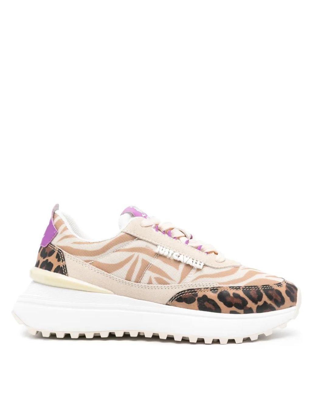Just Cavalli Pink Logo-Patch Low-Top Sneakers