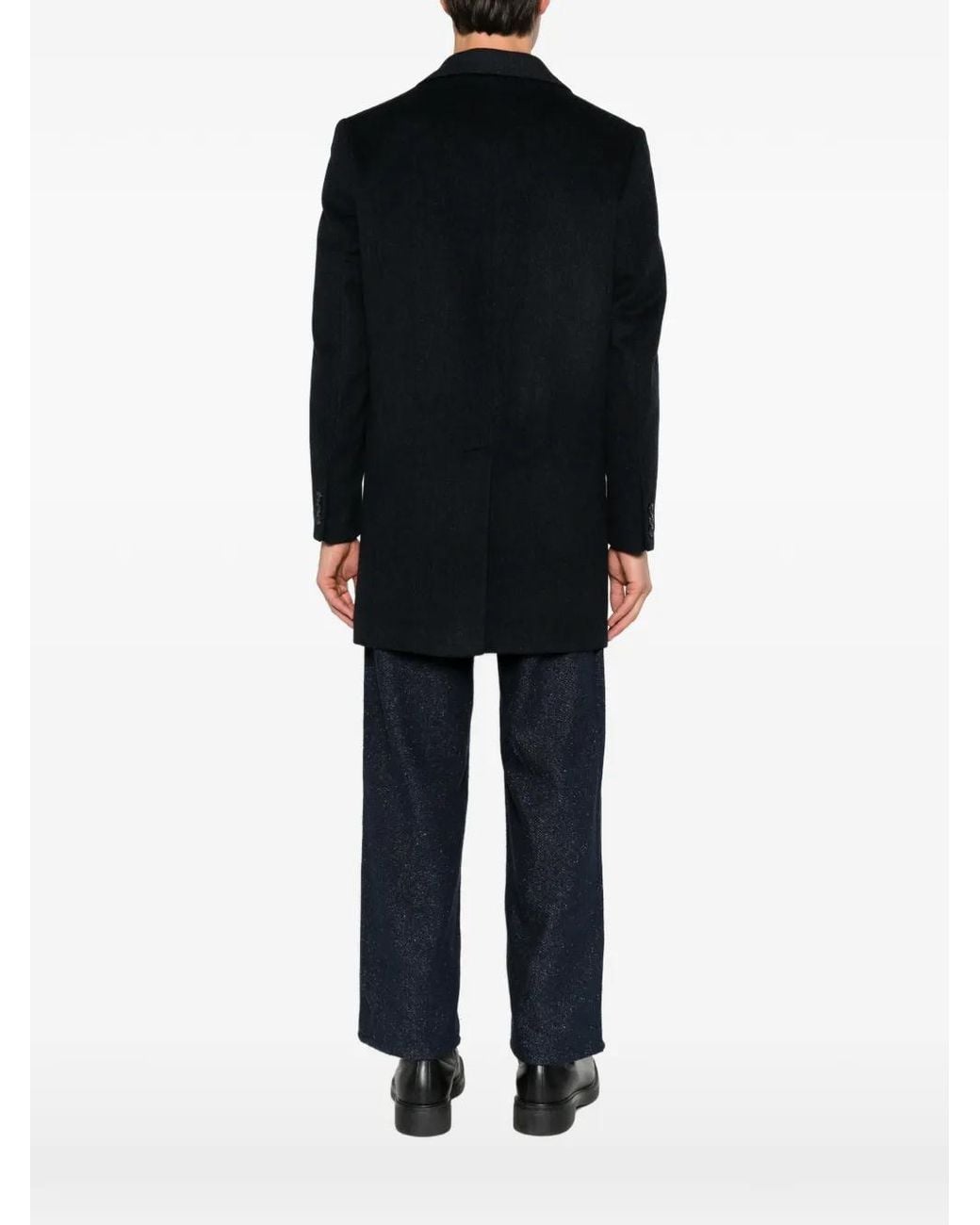 SERGIO MORETTI FIRENZE Black Single-Breasted Coat for men