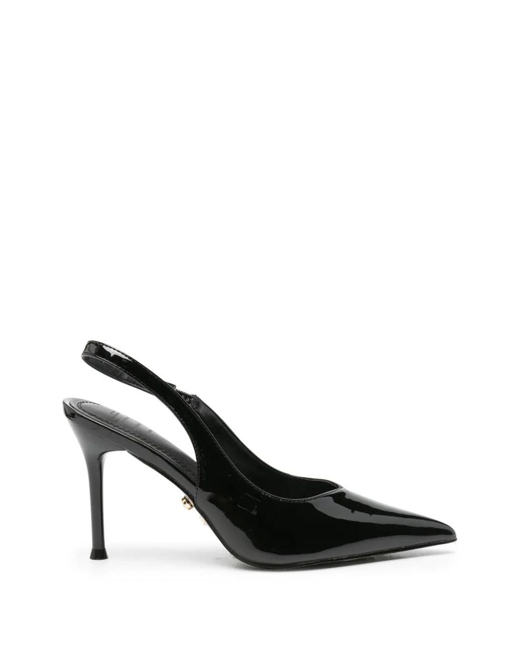 Twentyfourhaitch Black Patent-Finish Slingback Pumps