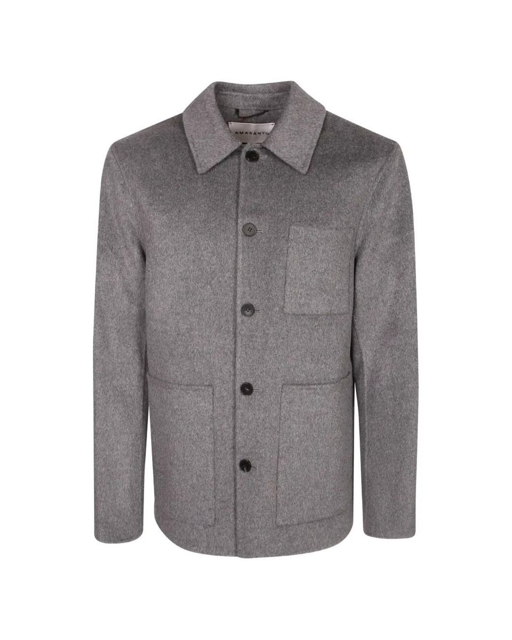 Amaranto Button-Up Shirtjack in het Gray voor heren