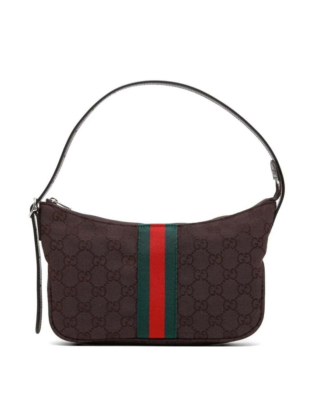 Gucci Brown Small Lunetta Gg Web-Stripe Shoulder Bag for men