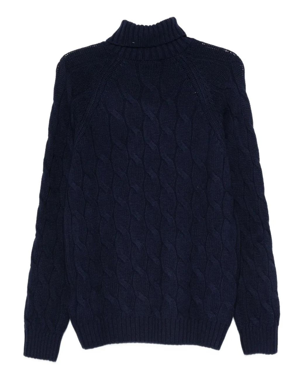 Fay Blue Cable-Knit Turtleneck Sweater for men